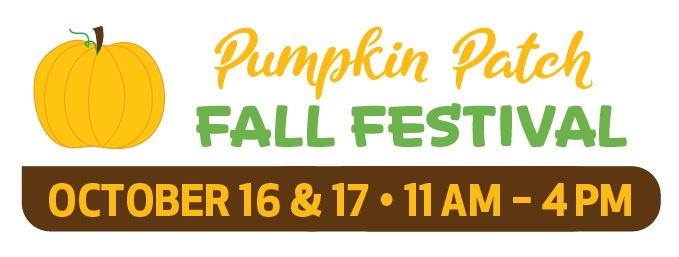 Pumpkin Patch Fall Festival Graphic
October 16 & 17 from 11 am to 4 pm
